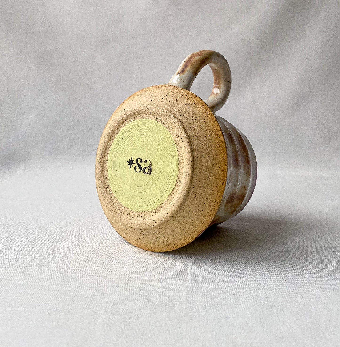 Blue + Brown Flower Mug (Ribbed)