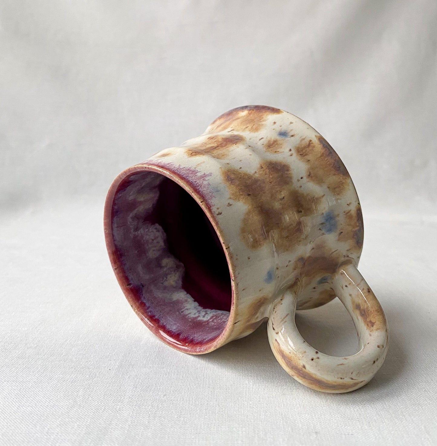 Blue + Brown Flower Mug (Ribbed)