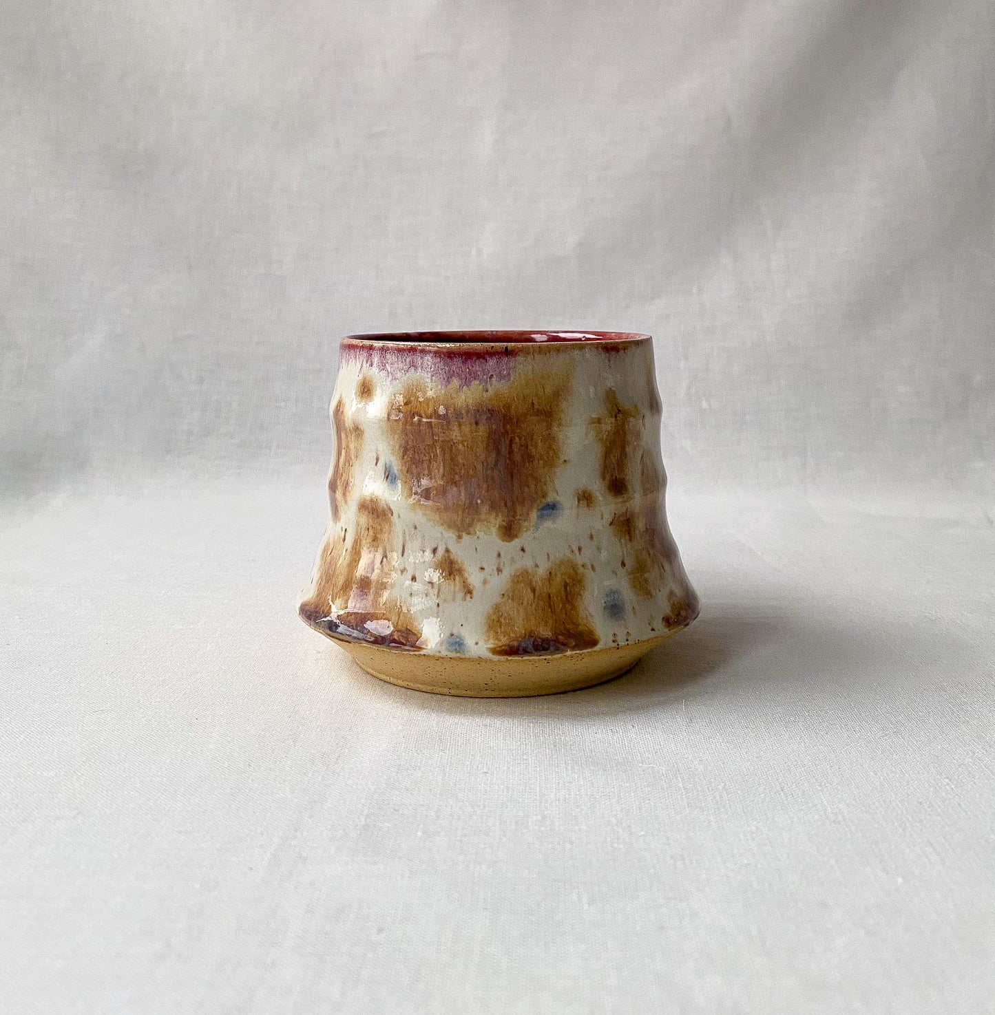 Blue + Brown Flower Mug (Ribbed)