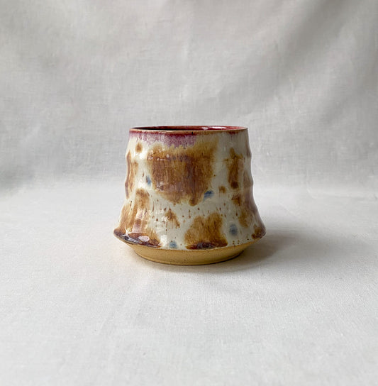 Blue + Brown Flower Mug (Ribbed)