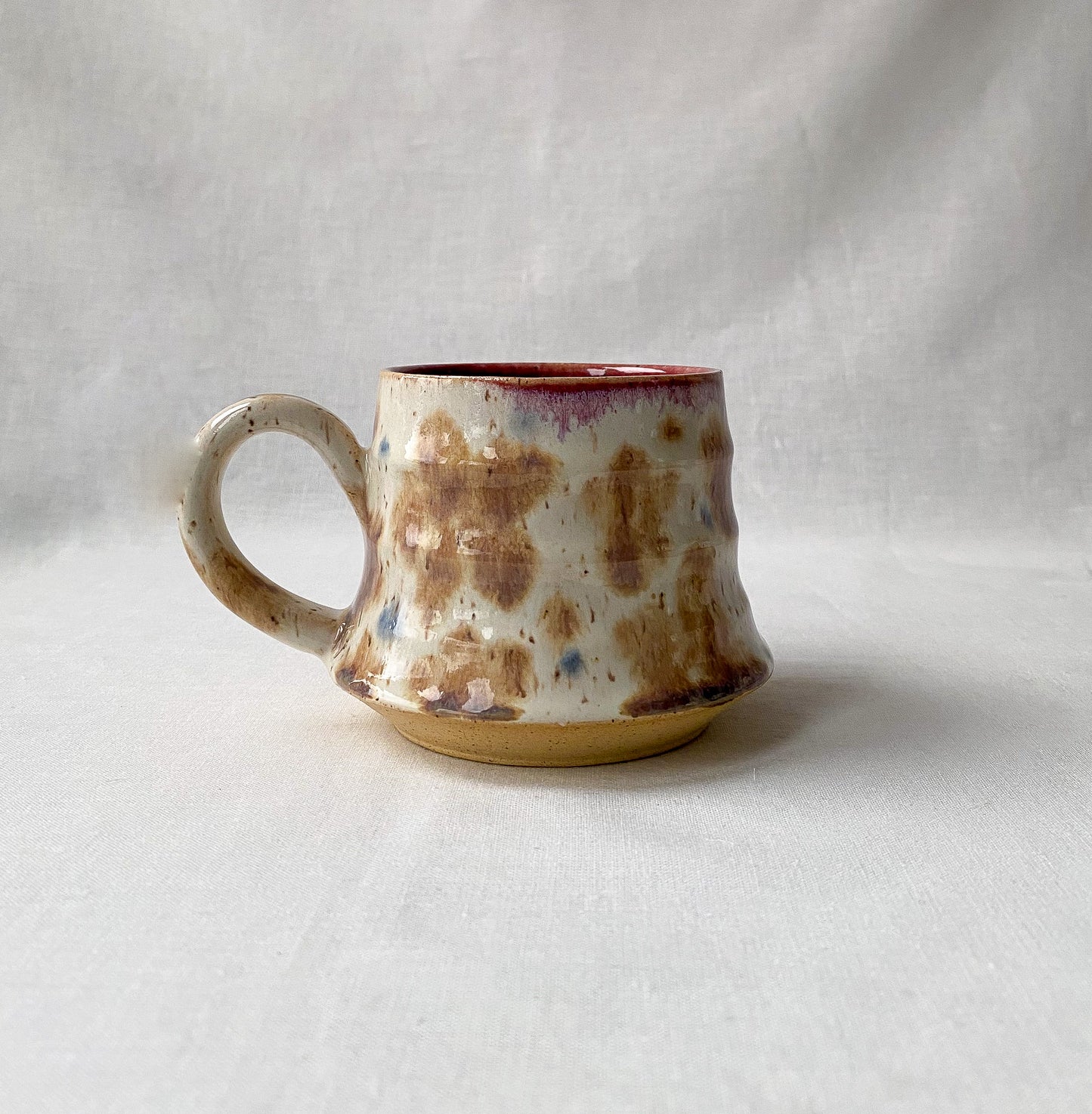 Blue + Brown Flower Mug (Ribbed)