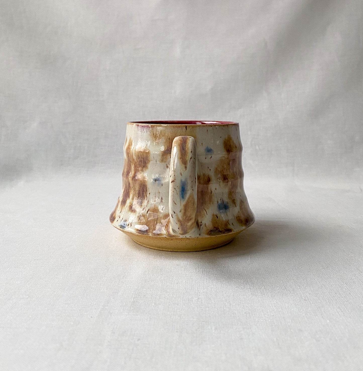 Blue + Brown Flower Mug (Ribbed)