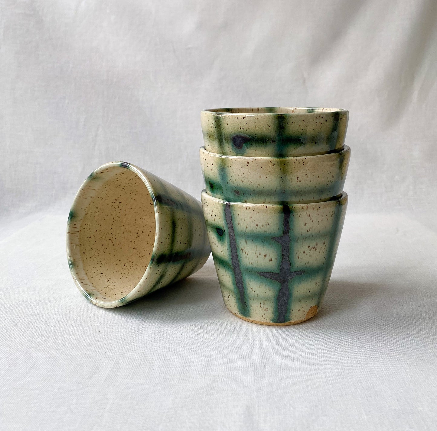 White + Green Grid Cup