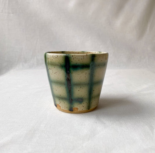 White + Green Grid Cup