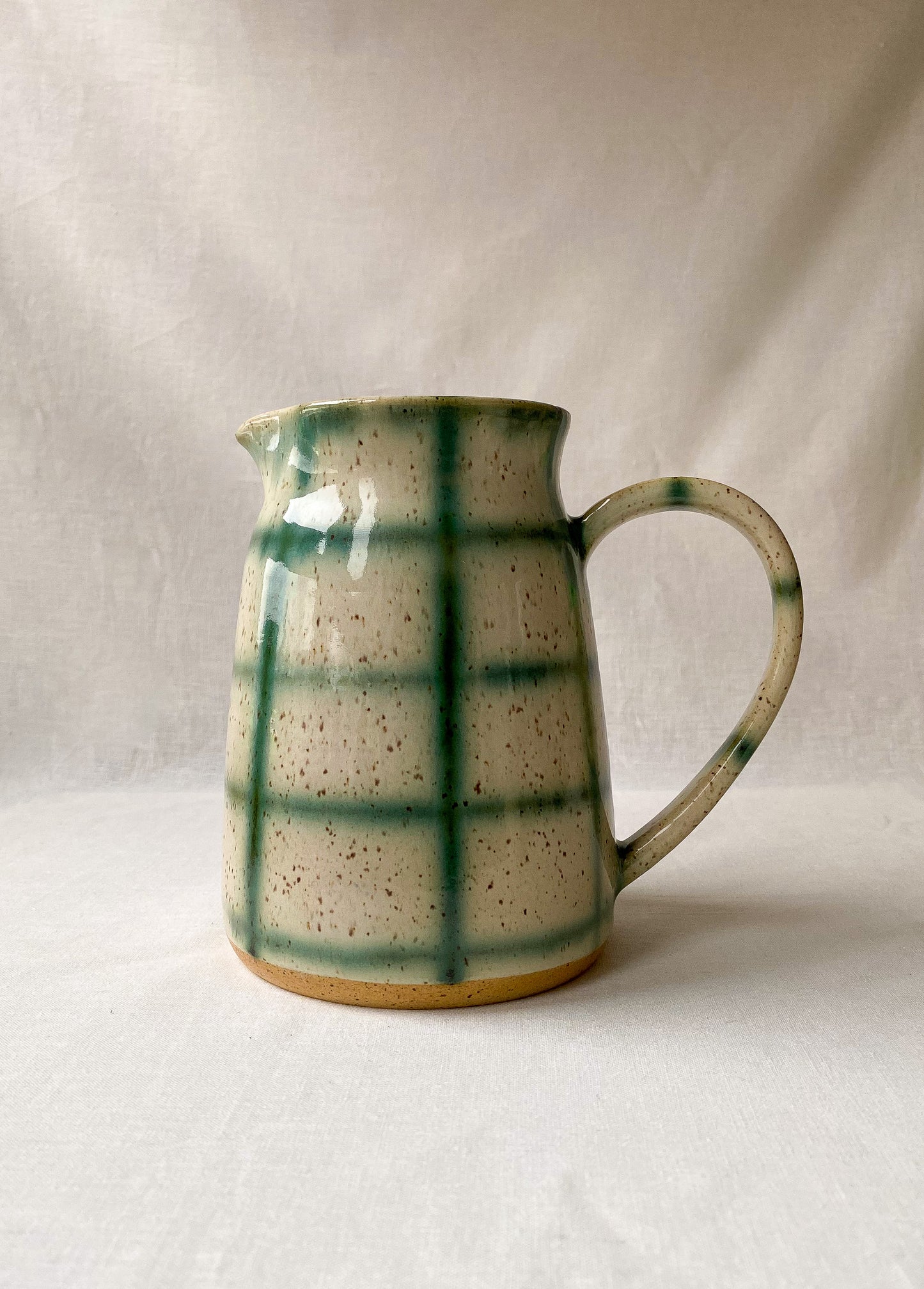 White + Green Grid Pitcher